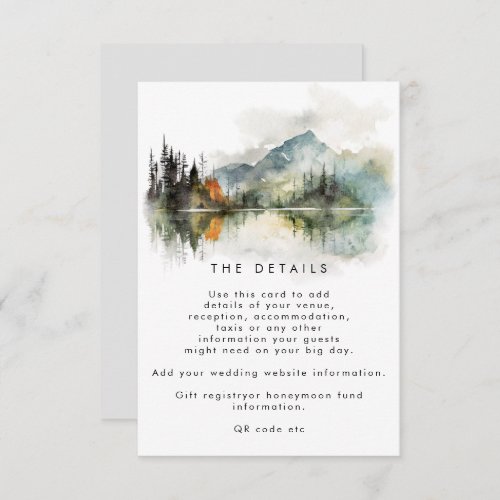 fall winter rustic wedding details information enclosure card