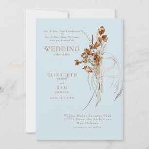 Fall Wispy Boho Sky Blue Both Parents Invitation