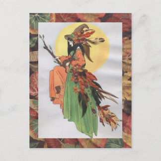fall witch postcard