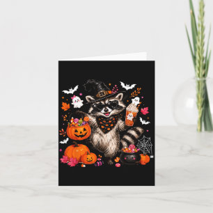 Fall witch raccoon halloween raccoon drinking card