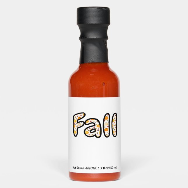 Fall with Pumpkin Background Autumn Season Printab Hot Sauces (Front)