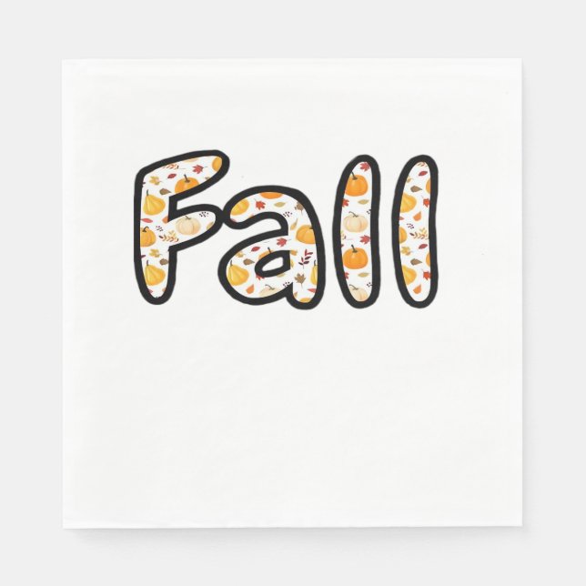 Fall with Pumpkin Background Autumn Season Printab Napkins (Front)