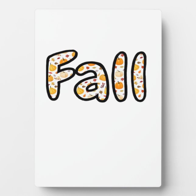 Fall with Pumpkin Background Autumn Season Printab Plaque (Front)