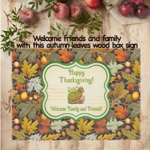 Fall WM Morris Personalized Thanksgiving with Cat Wooden Box Sign