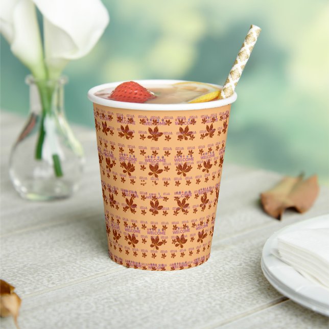 Fall Women T-Shirt W hite and Pink Paper Cups (Insitu)