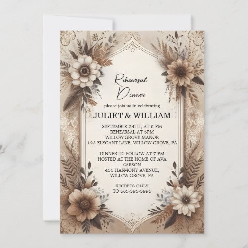 Fall Wood Paperie Recycled Paper Rehearsal Dinner Invitation