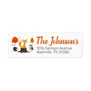 Fall Woodland Animal Return Address Label