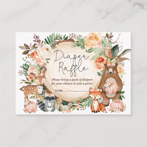 Fall Woodland Animals Baby shower Diaper Raffle