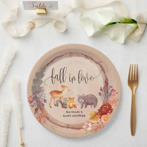 Fall Woodland Animals Baby Shower Favor Paper Plates