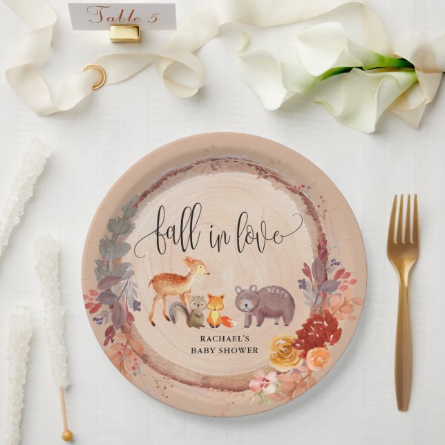 Fall Woodland Animals Baby Shower Favor Paper Plates (Wedding)