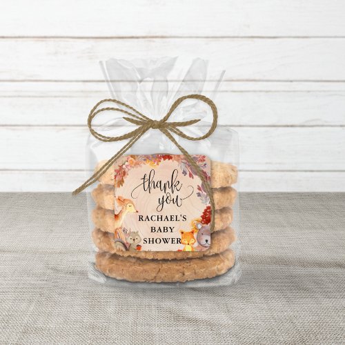 Fall Woodland Animals Baby Shower Favor Square Sticker