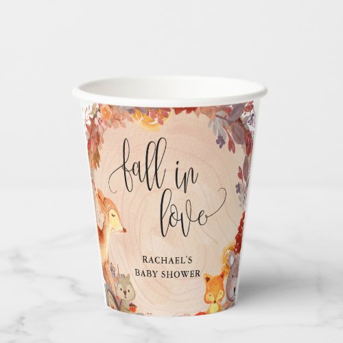 Fall Woodland Animals Baby Shower Personalized Paper Cups