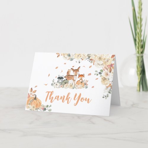 Fall Woodland Animals Baby Shower  Thank You Card