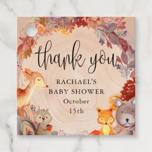 Fall Woodland Animals Baby Shower Thank You  Favor Tags