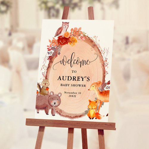 Fall Woodland Animals Baby Shower Welcome Foam Board