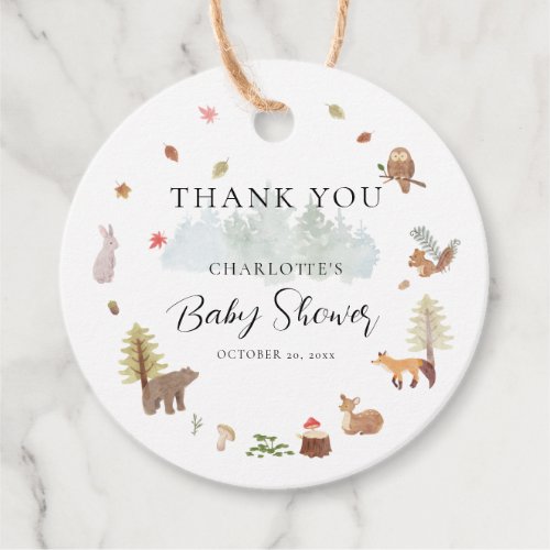 Fall Woodland Animals Boys Baby Shower Thank You Favor Tags