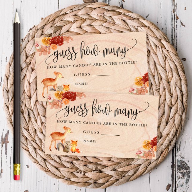 Fall Woodland Animals Guess How Many Game Card (A fun game for your baby shower!)