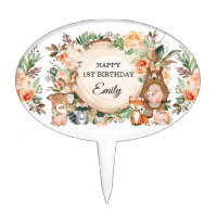 Fall Woodland Animals Pumpkin Floral Birthday