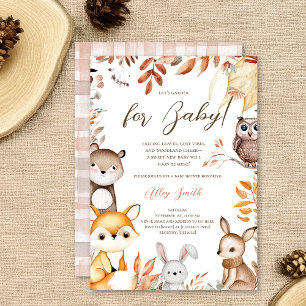 Fall Woodland Animals Rustic Autumn Baby Shower Invitation
