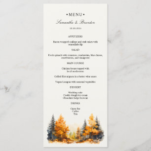 Fall Woodland, Autumn Forest Wedding Dinner Menu