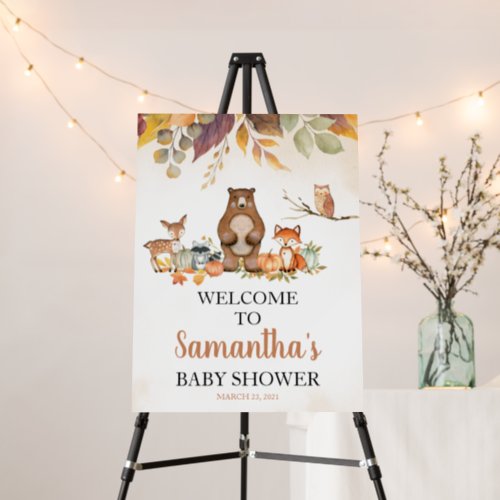 Fall Woodland Baby Shower Welcome Sign