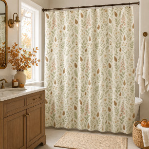 Fall Woodland Botanical Pattern Autumn Dreams Shower Curtain
