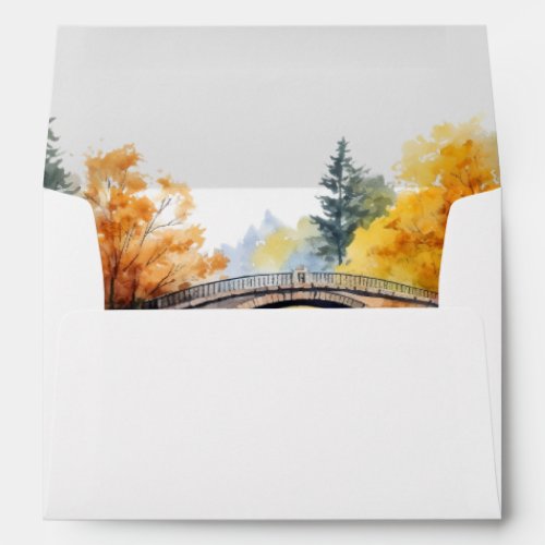 Fall Woodland Bridge Wedding Envelope