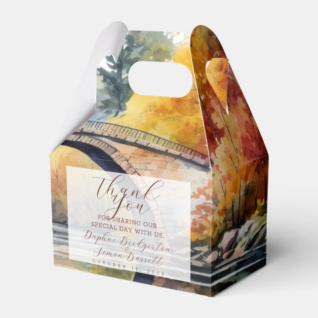 Fall Woodland Bridge Wedding Favor Boxes (Front Side)