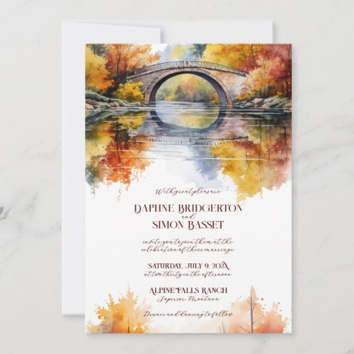 Fall Woodland Bridge Wedding Invitation