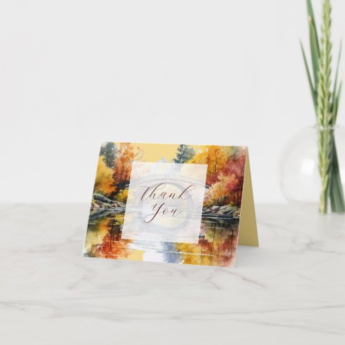 Fall Woodland Bridge Wedding Thank You Card