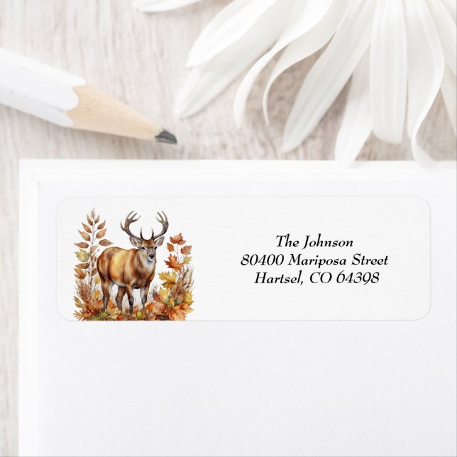 Fall Woodland Deer Animal Forest Baby Shower  Label (Insitu)