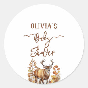 Fall Woodland Deer Baby Shower  Classic Round Sticker