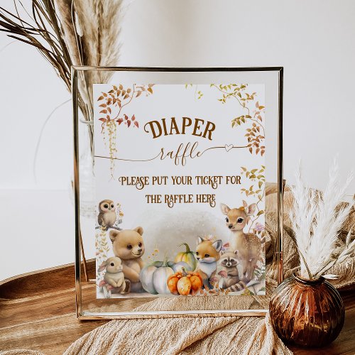 Fall Woodland Little Pumpkin Baby Shower diaper Poster