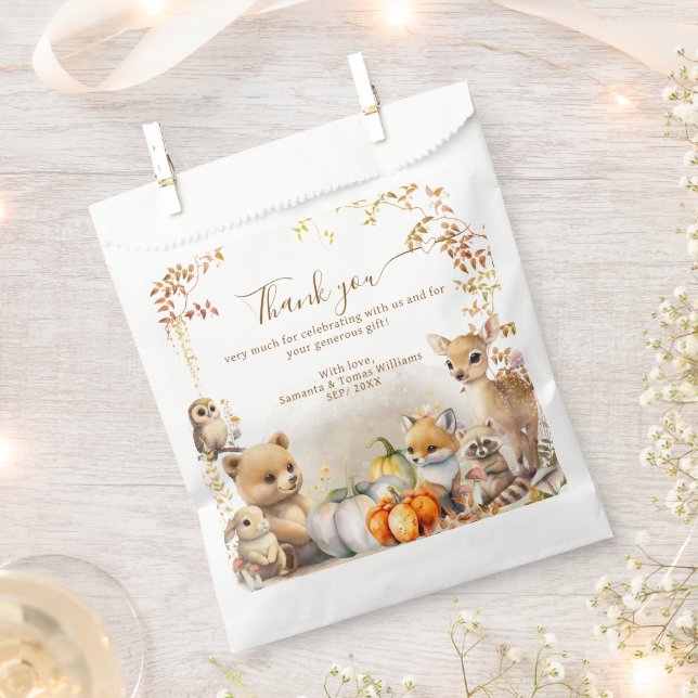 Fall Woodland Little Pumpkin Baby Shower Favor Bag (Clipped)