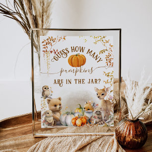 Fall Woodland Little Pumpkin Baby Shower game Poster