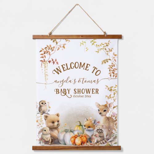 Fall Woodland Little Pumpkin Baby Shower Hanging Tapestry