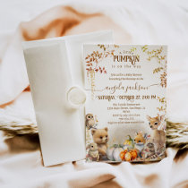 Fall Woodland Little Pumpkin Baby Shower Invitation