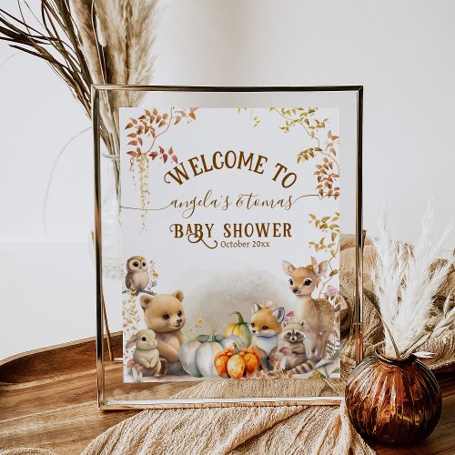 Fall Woodland Little Pumpkin Baby Shower Poster