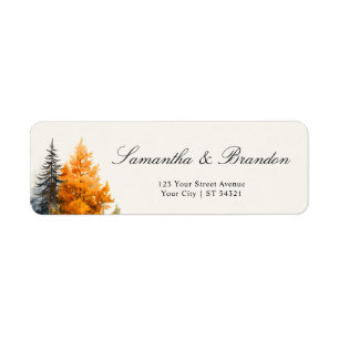 Fall woodland, pine trees Return Address Label
