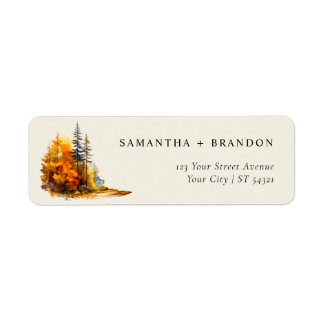 Fall woodland, pine trees Return Address Label
