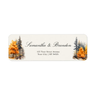 Fall woodland, pine trees Return Address Label