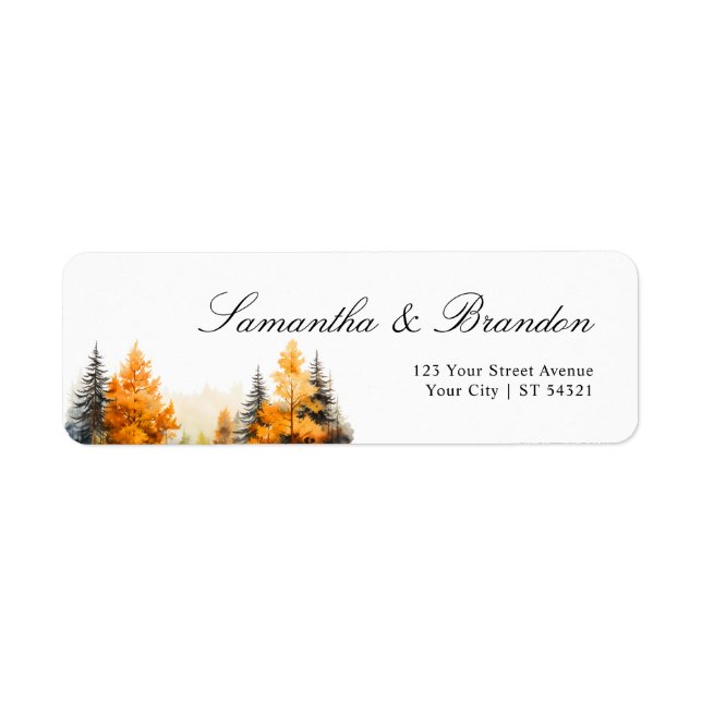 Fall woodland, pine trees Return Address Label (Front)