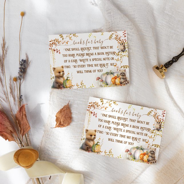 Fall Woodland Pumpkin Baby Shower Books Enclosure Card (Creator Uploaded)