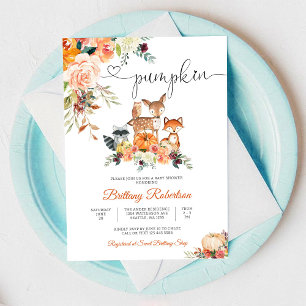 Fall Woodland Pumpkin Baby Shower Invitation