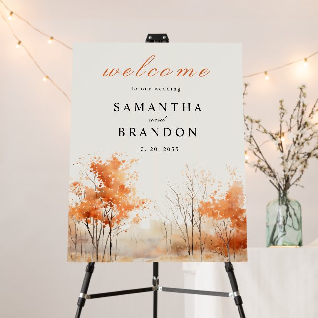 Fall woodland wedding welcome sign (In Situ (Stand))