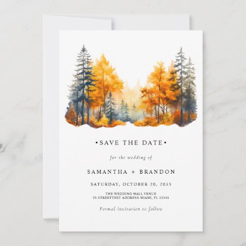 Fall Woods wedding Save The Date