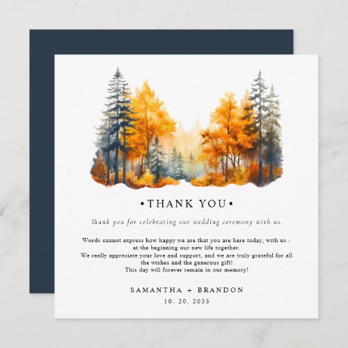Fall Woods wedding Thank You Card