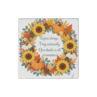Fall Wreath 1 Thess 5:16-18 Stone Magnet