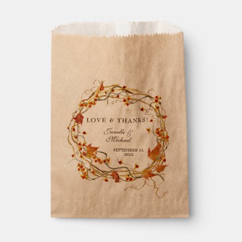 Fall Wreath Bittersweet Rustic Elegant Wedding Favor Bag