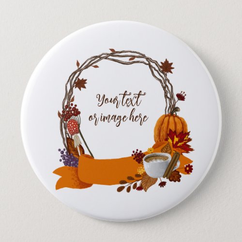 Fall Wreath Digital Painting Button